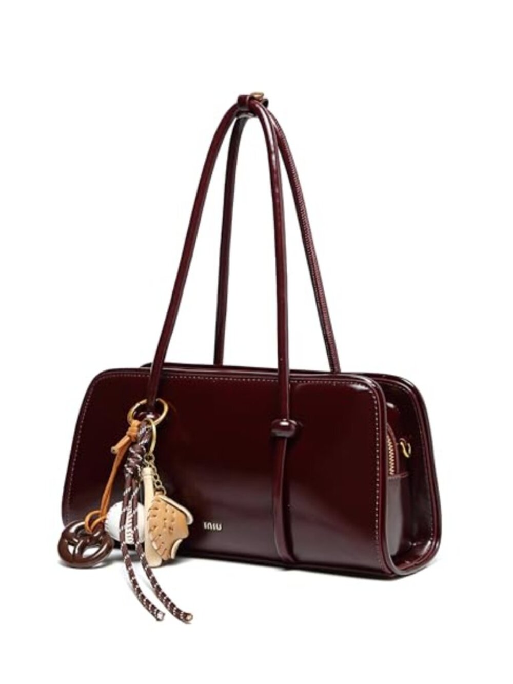 PU Satchel Multi Pocket Shoulder Bag Detachable Strap Crossbody